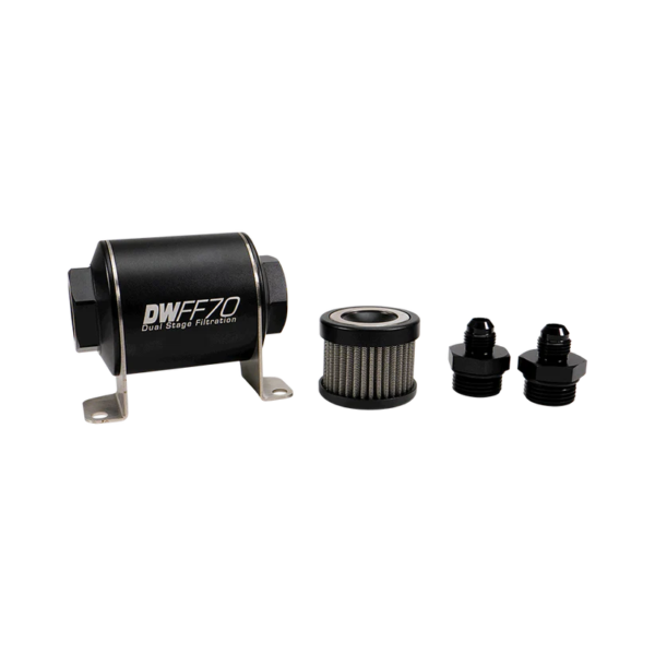 DW, -6AN, 10 micron, 70mm In-line fuel filter kit