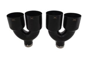 VW Golf R MK8 and MK8.5 Black Single Wall Quad 4.5 Inch Tip Option