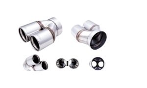 Twin 80mm Round Staggered Tip 3.5″ Inlet
