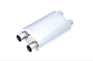 Universal 2.5 Inch Twin In Twin Out Oval Muffler