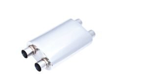 Universal 3 Inch Twin In Twin Out Oval Muffler